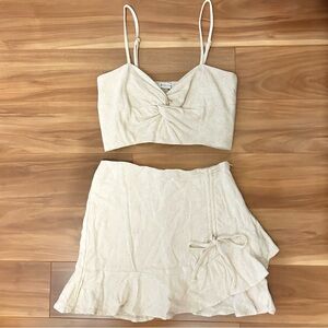 Stradivarius Linen Skort and Tank Top Set - Size XS